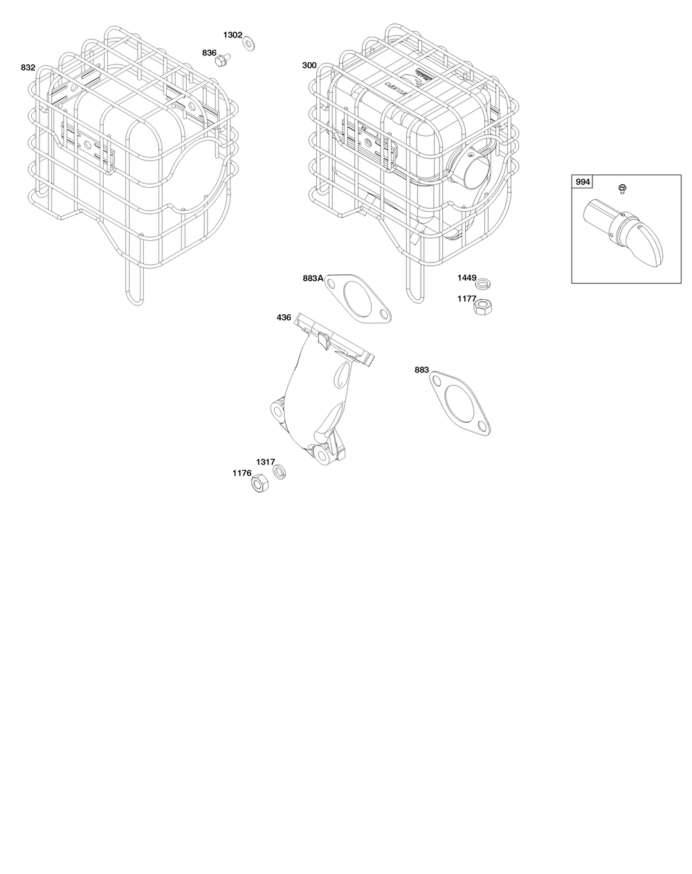 Exhaust Group Diagram and Parts List for 25V337-0011-F1 200000 - 399999 Briggs and Stratton Engine